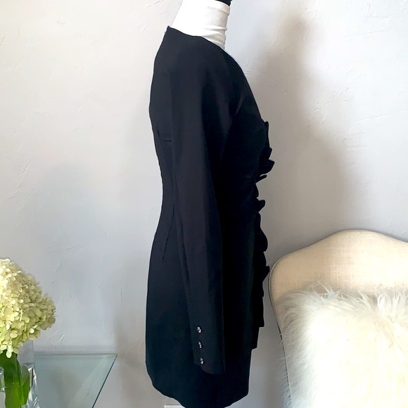Zara Black Ruffle Mini Dress Size S - Picture 5 of 10